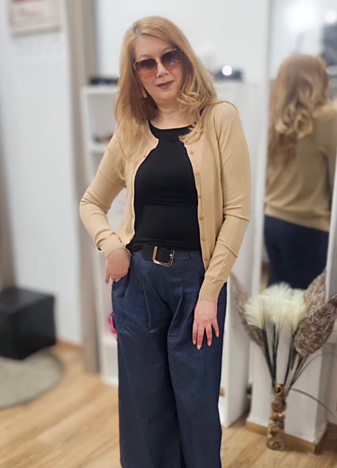 Πλεκτή Basic Ζακέτα με Κουμπιά Gold