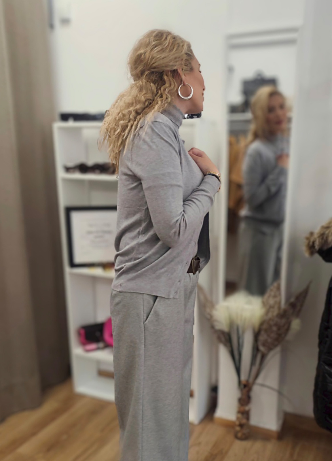 Πλεκτή Basic Ζακέτα με Κουμπιά Grey