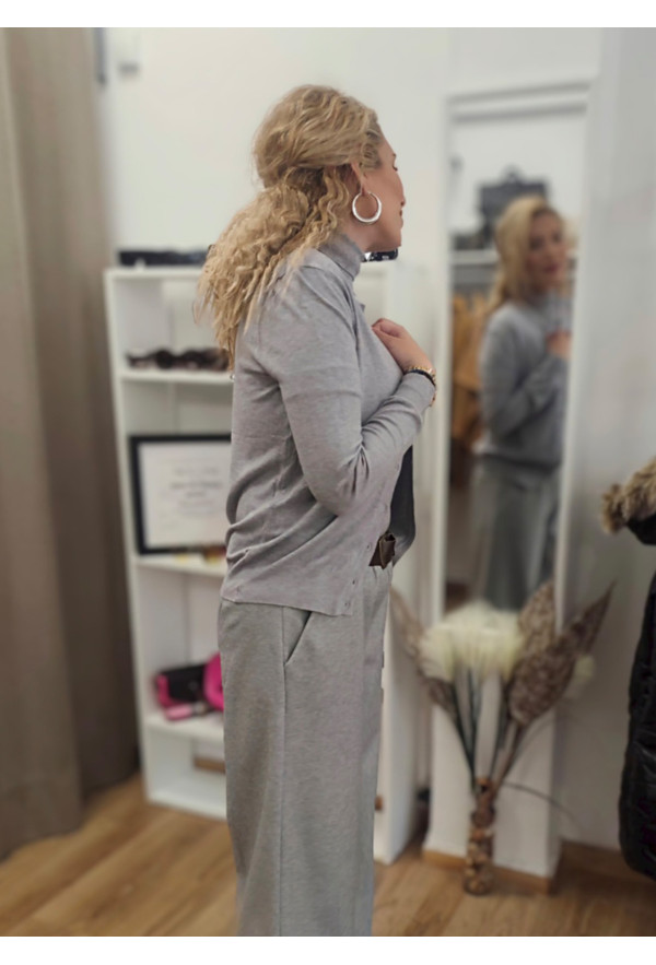 Πλεκτή Basic Ζακέτα με Κουμπιά Grey