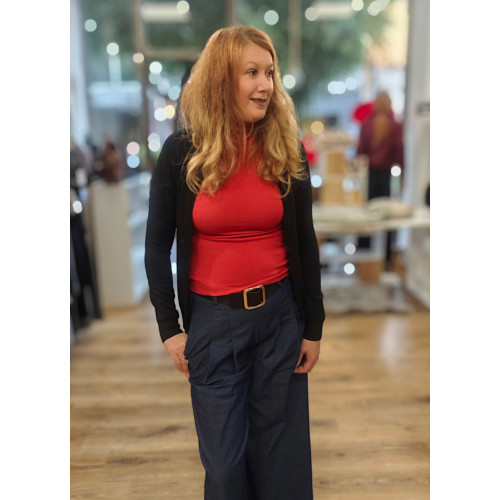 Πλεκτή Basic Ζακέτα με Κουμπιά Black