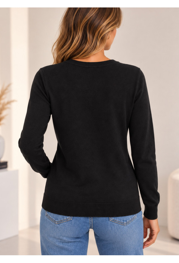 Πλεκτή Basic Ζακέτα με Κουμπιά Black
