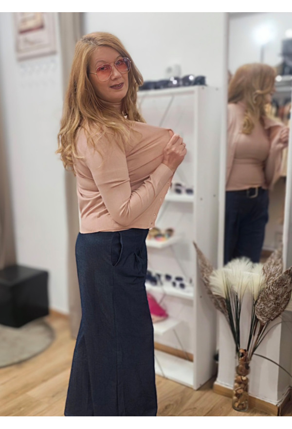 Πλεκτή Basic Ζακέτα με Κουμπιά Pink