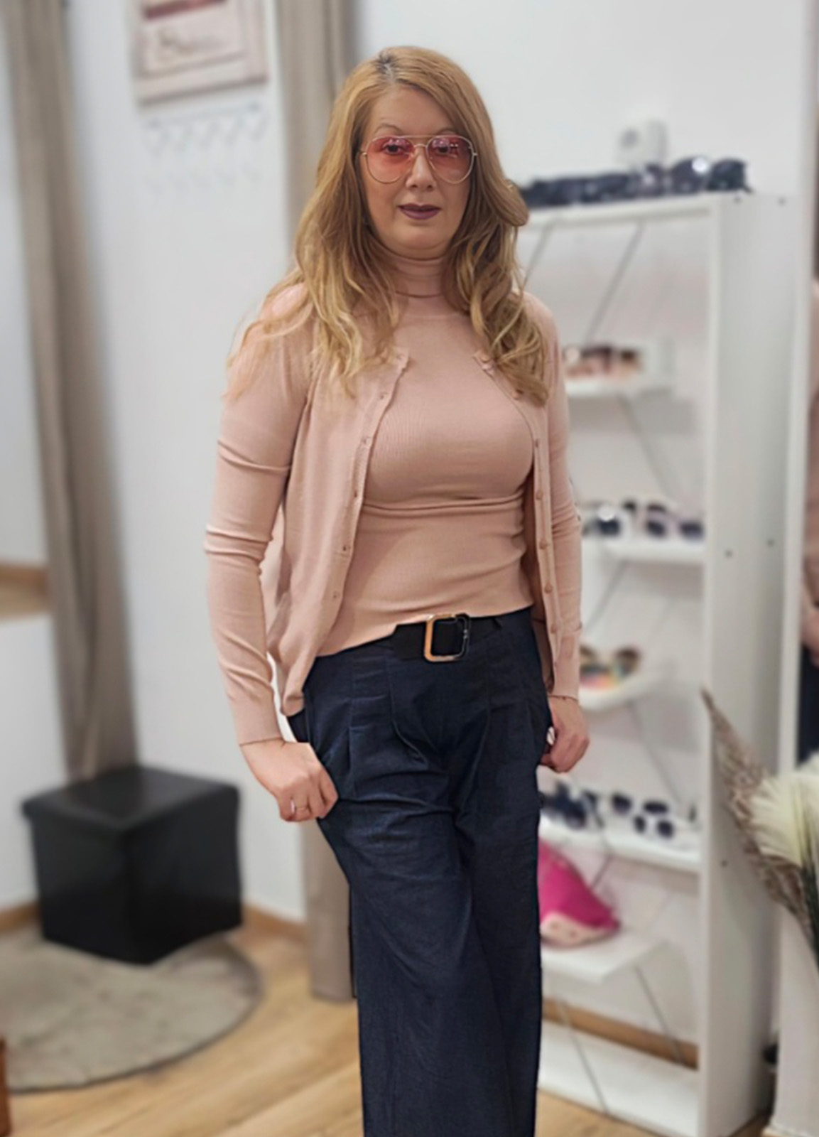 Πλεκτή Basic Ζακέτα με Κουμπιά Pink