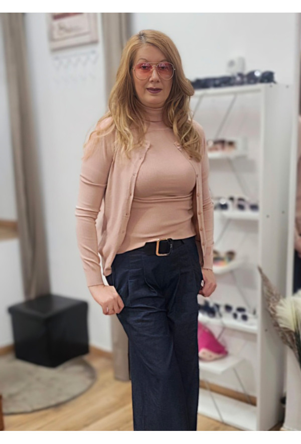 Πλεκτή Basic Ζακέτα με Κουμπιά Pink