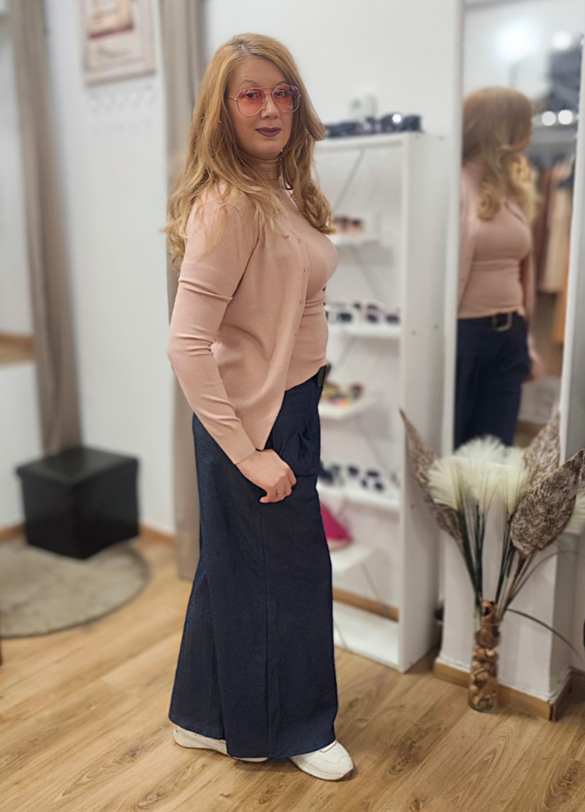 Πλεκτή Basic Ζακέτα με Κουμπιά Pink