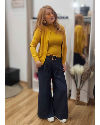 Πλεκτή Basic Ζακέτα με Κουμπιά mustard