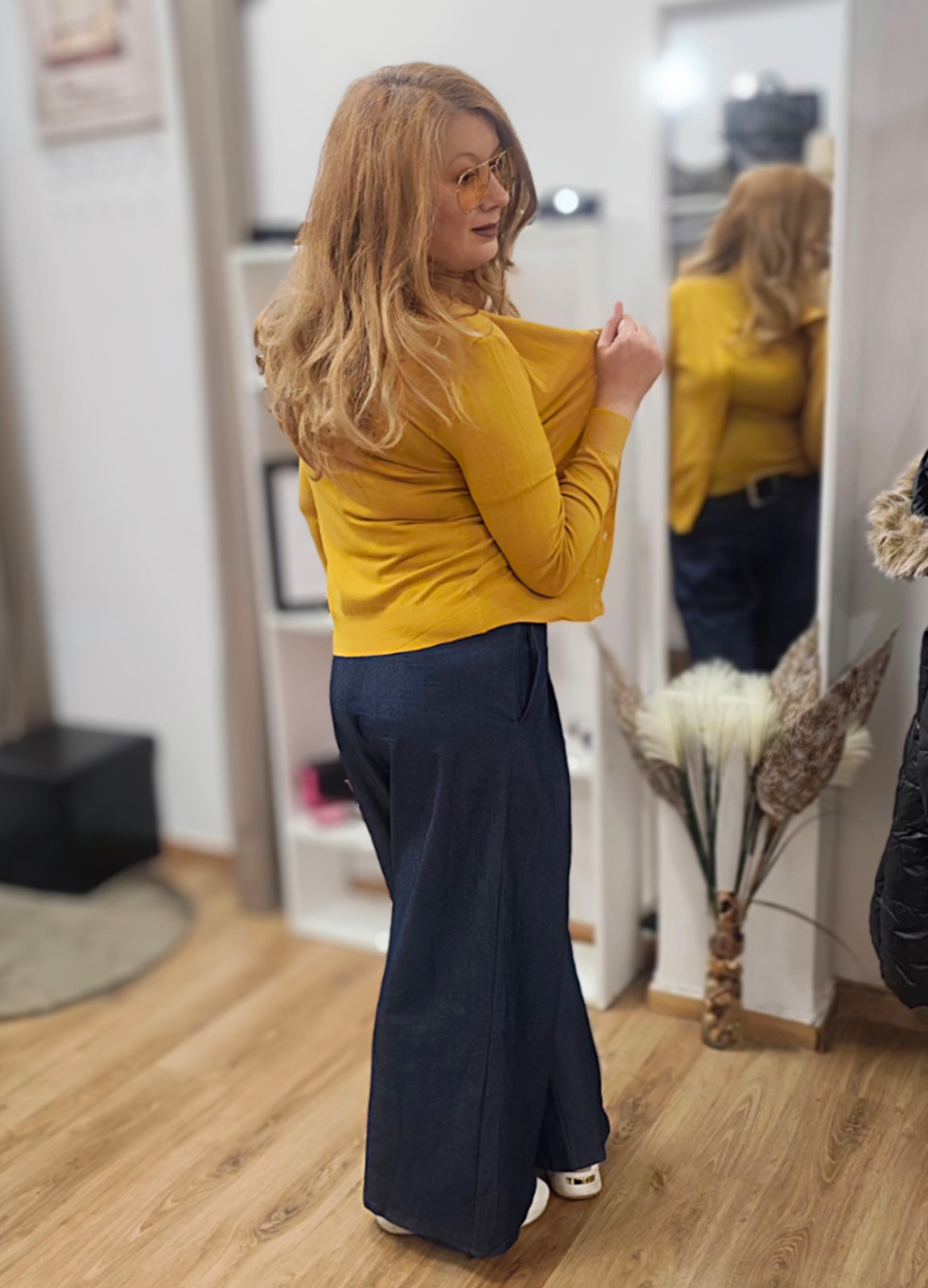 Πλεκτή Basic Ζακέτα με Κουμπιά mustard