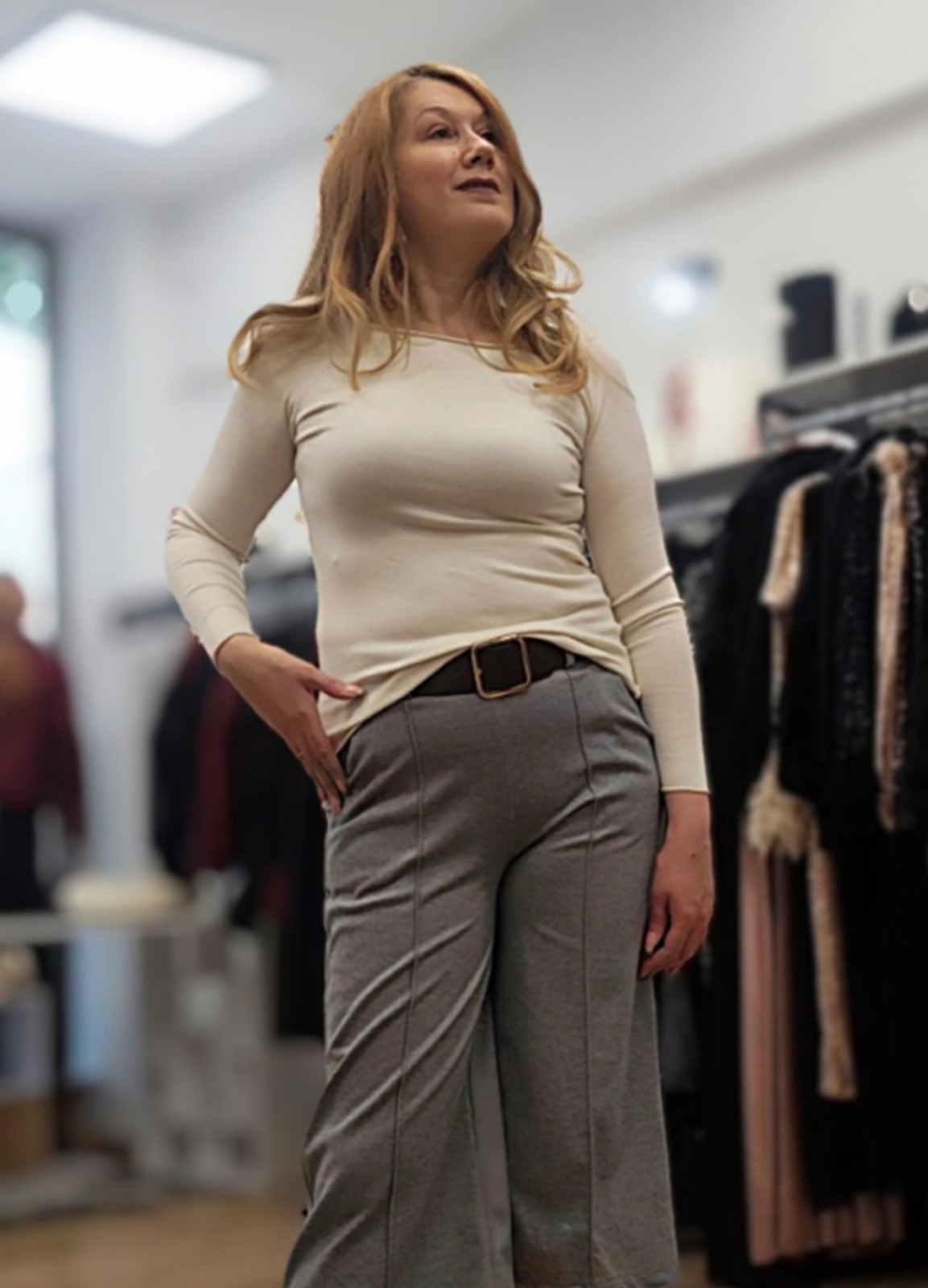 Μπλούζα Πλεκτή Μακρυμάνικη Off White