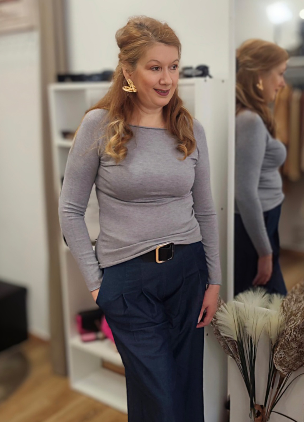 Μπλούζα Πλεκτή Μακρυμάνικη Grey