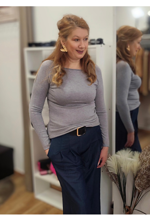 Μπλούζα Πλεκτή Μακρυμάνικη Grey