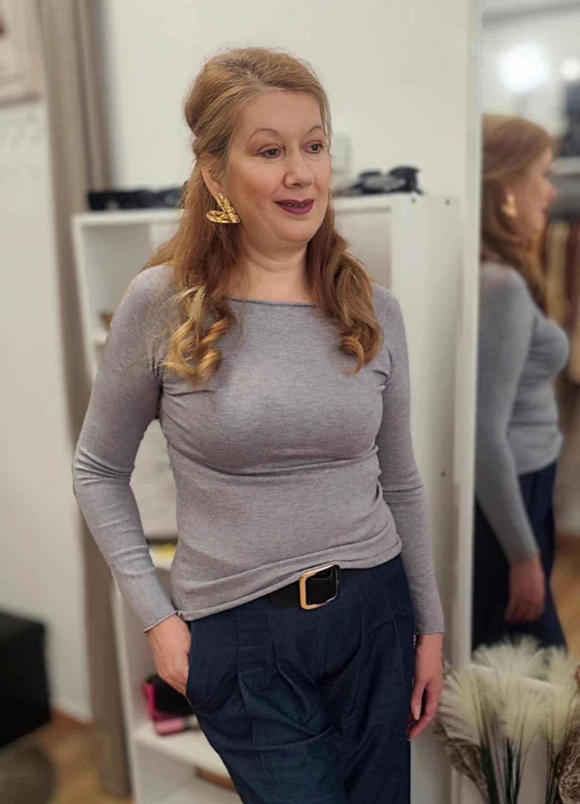 Μπλούζα Πλεκτή Μακρυμάνικη Grey