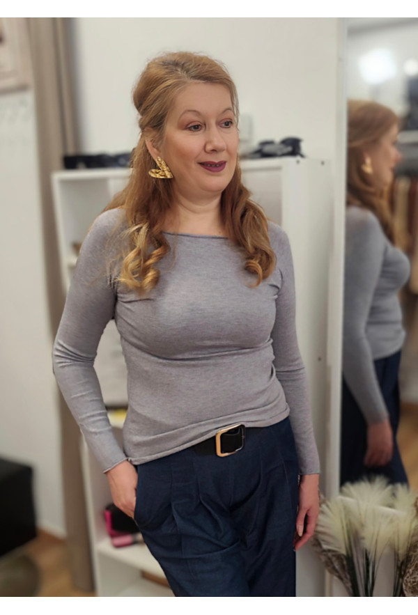 Μπλούζα Πλεκτή Μακρυμάνικη Grey