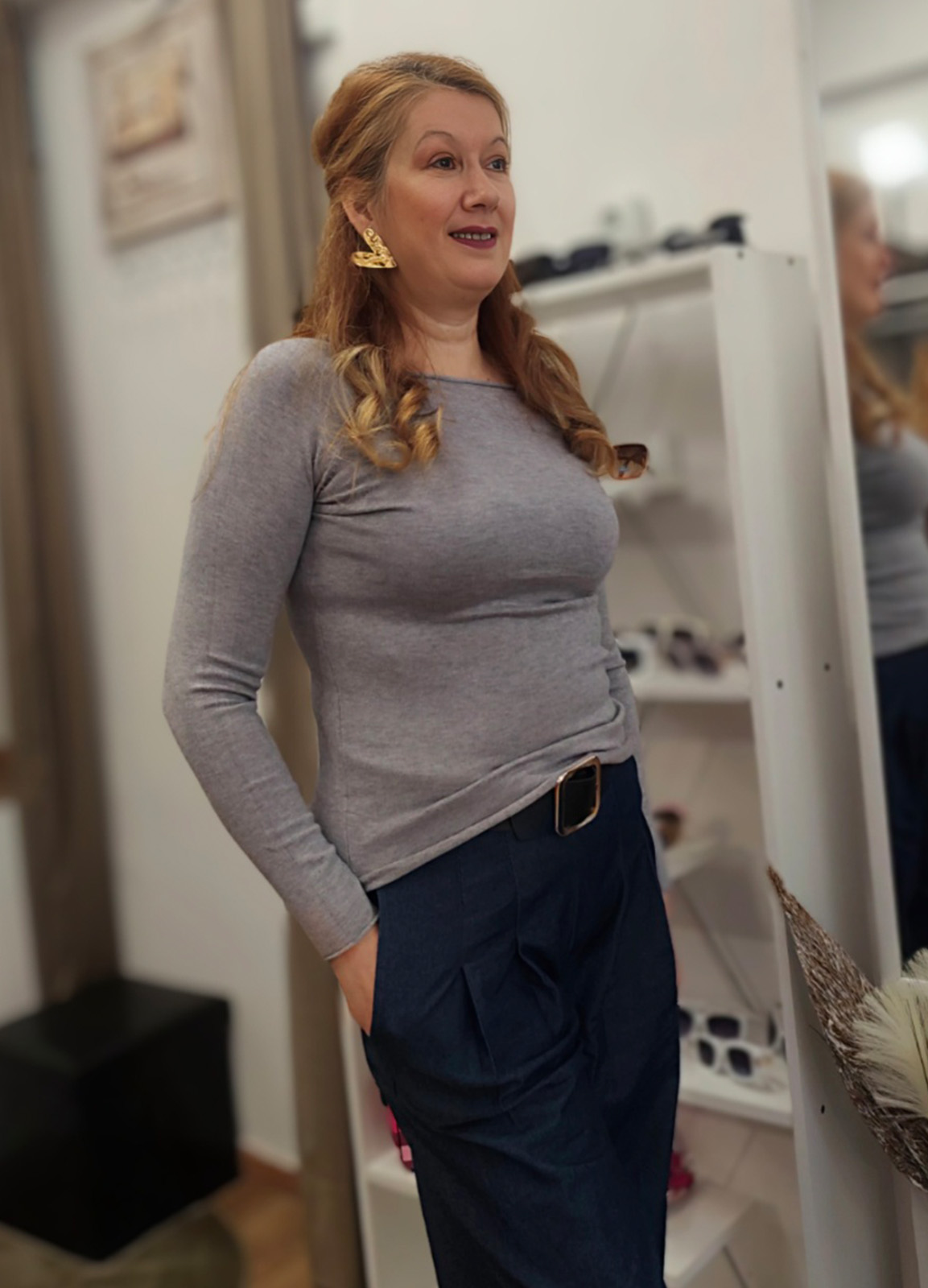 Μπλούζα Πλεκτή Μακρυμάνικη Grey