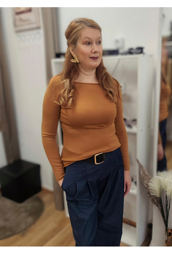 Μπλούζα Πλεκτή Μακρυμάνικη Brown