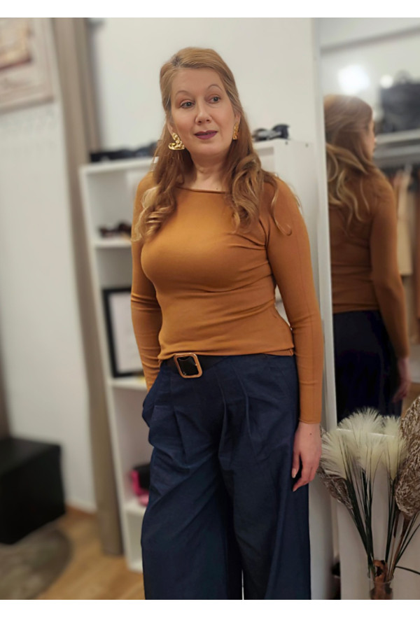 Μπλούζα Πλεκτή Μακρυμάνικη Brown