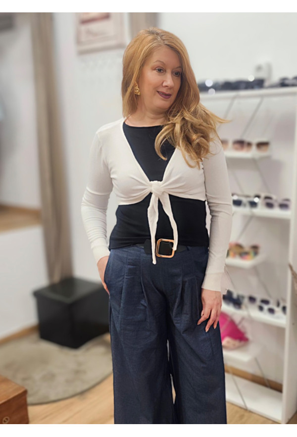 Πλεκτή Ζακέτα Crop White