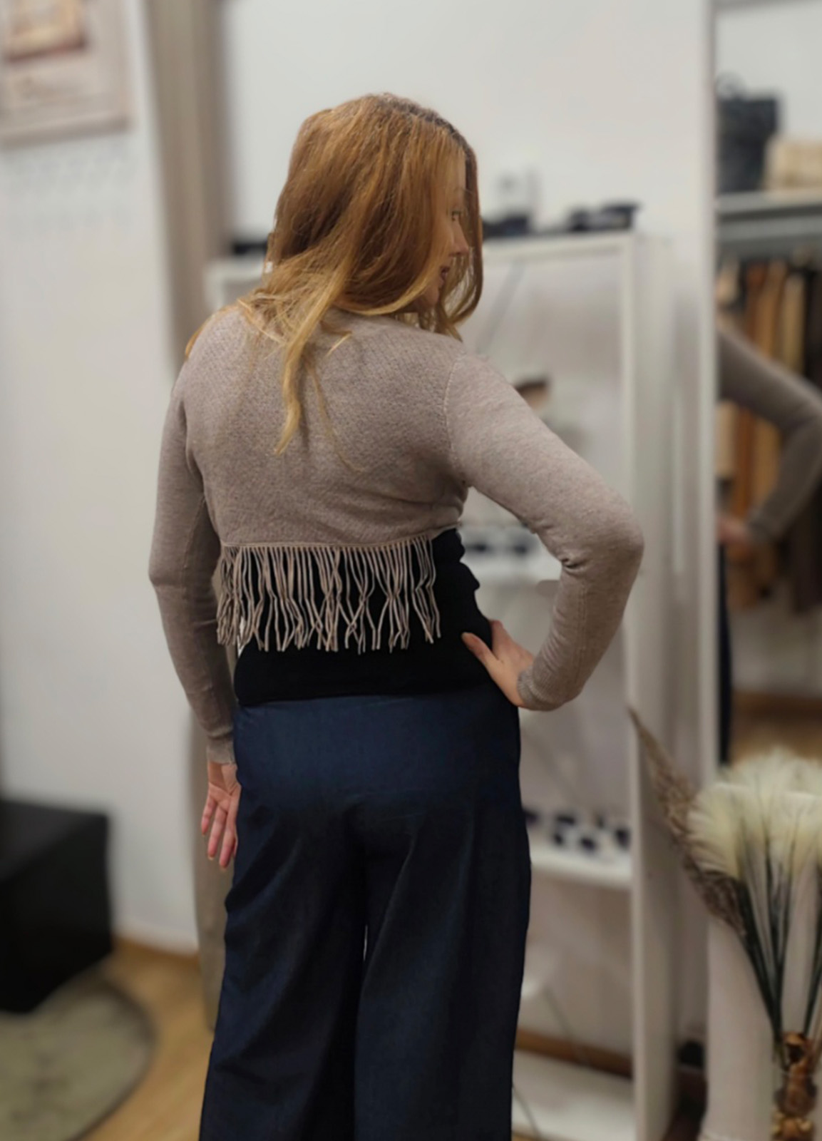 Πλεκτή Ζακέτα Crop Sand Beige