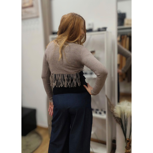 Πλεκτή Ζακέτα Crop Sand Beige