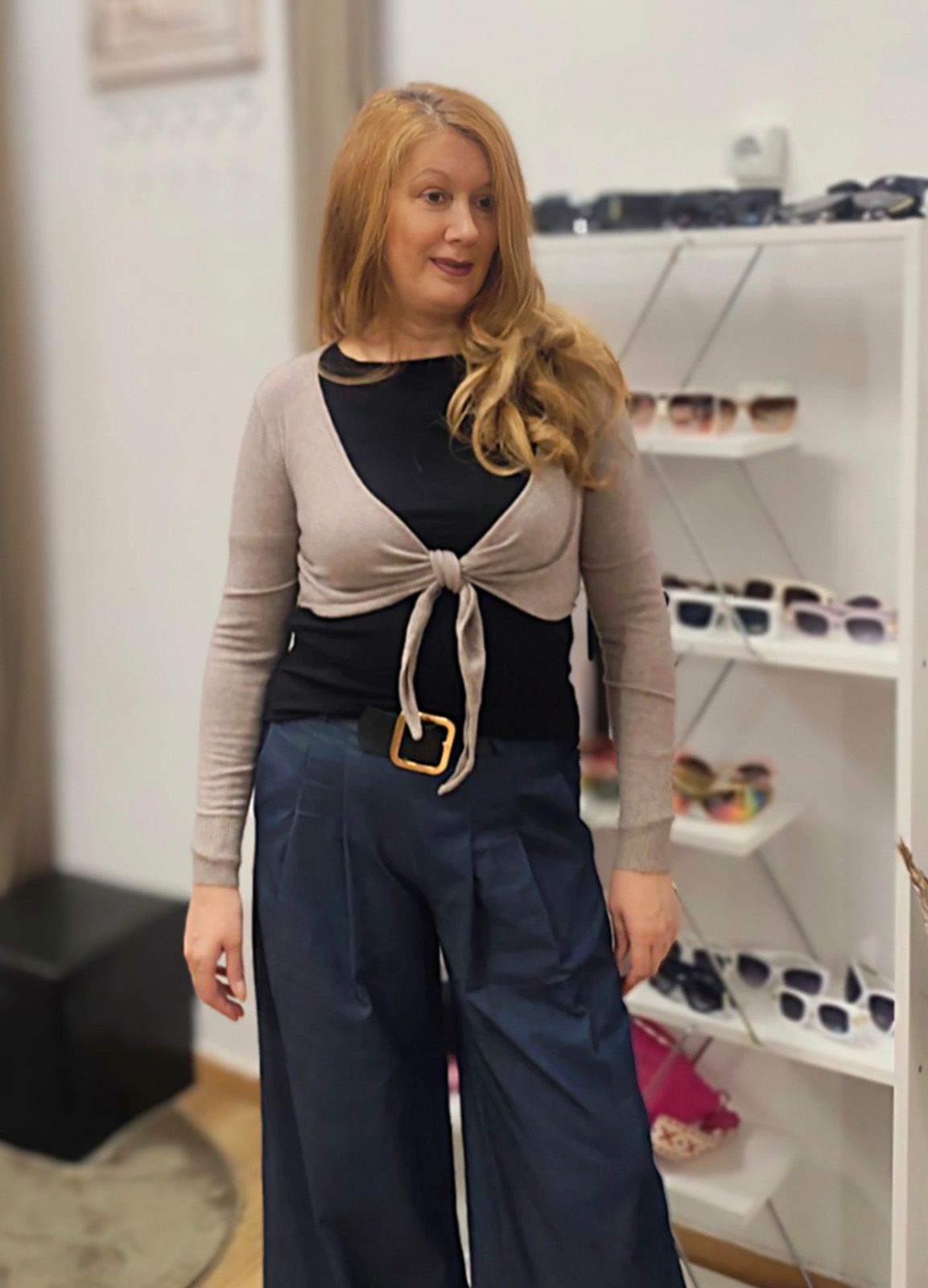 Πλεκτή Ζακέτα Crop Sand Beige