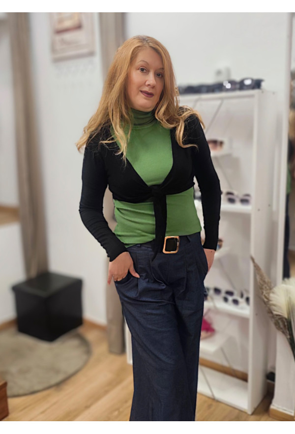 Πλεκτή Ζακέτα Crop Black