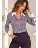 Ριγέ Slim Fit Πουκάμισο με Λευκό Γιακά & Μανσέτες Purple