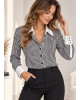 Ριγέ Slim Fit Πουκάμισο με Λευκό Γιακά & Μανσέτες Grey