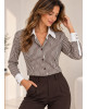 Ριγέ Slim Fit Πουκάμισο με Λευκό Γιακά & Μανσέτες Brown