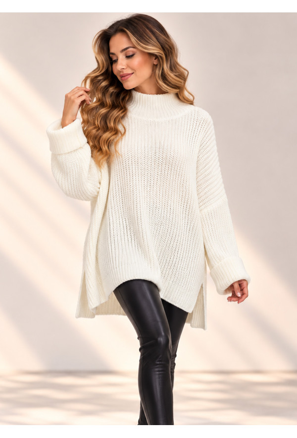 Μακρύ Πλεκτό Ζιβάγκο Oversized με Φαρδιά Μανίκια 