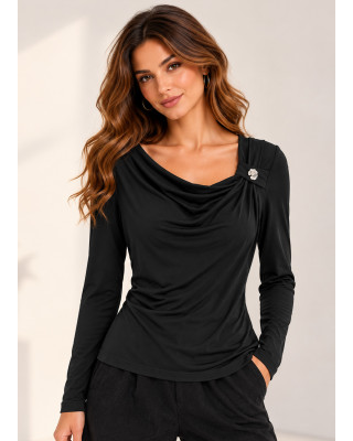 Μπλούζα με Ντραπέ Λαιμό Black