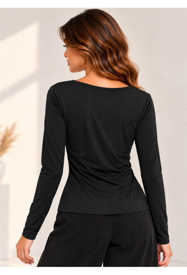 Μπλούζα με Ντραπέ Λαιμό Black