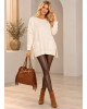 Πλεκτή Μπλούζα Oversized Εκρού με Τσέπες και Πλαϊνά Ανοίγματα