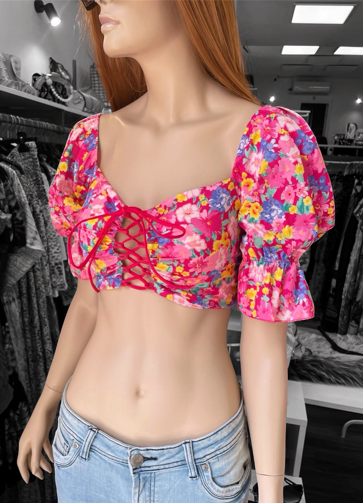 Μπλούζα Μπούστο Floral Pink