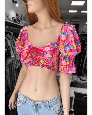 Μπλούζα Μπούστο Floral Pink
