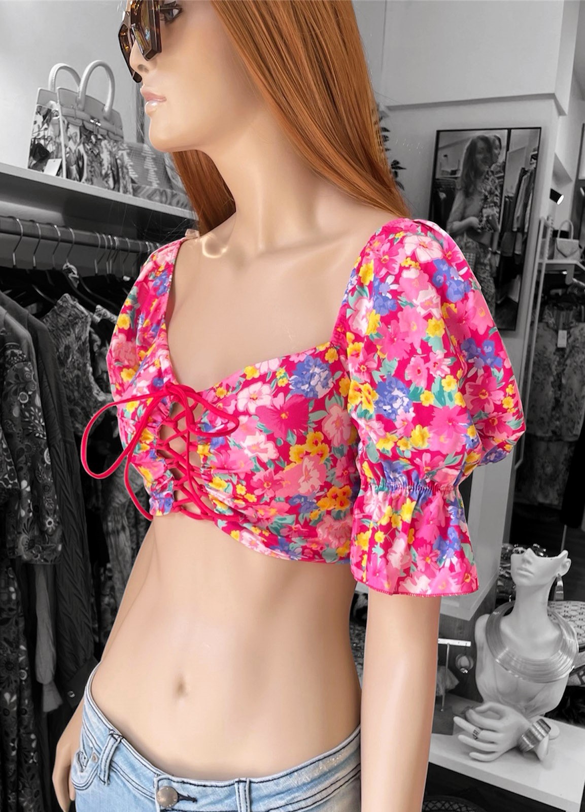 Μπλούζα Μπούστο Floral Pink
