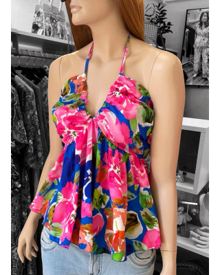 Μπλούζα Floral V Pink