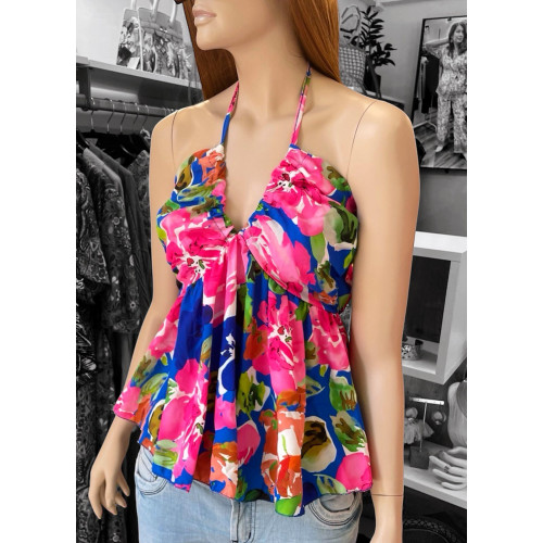 Μπλούζα Floral V Pink