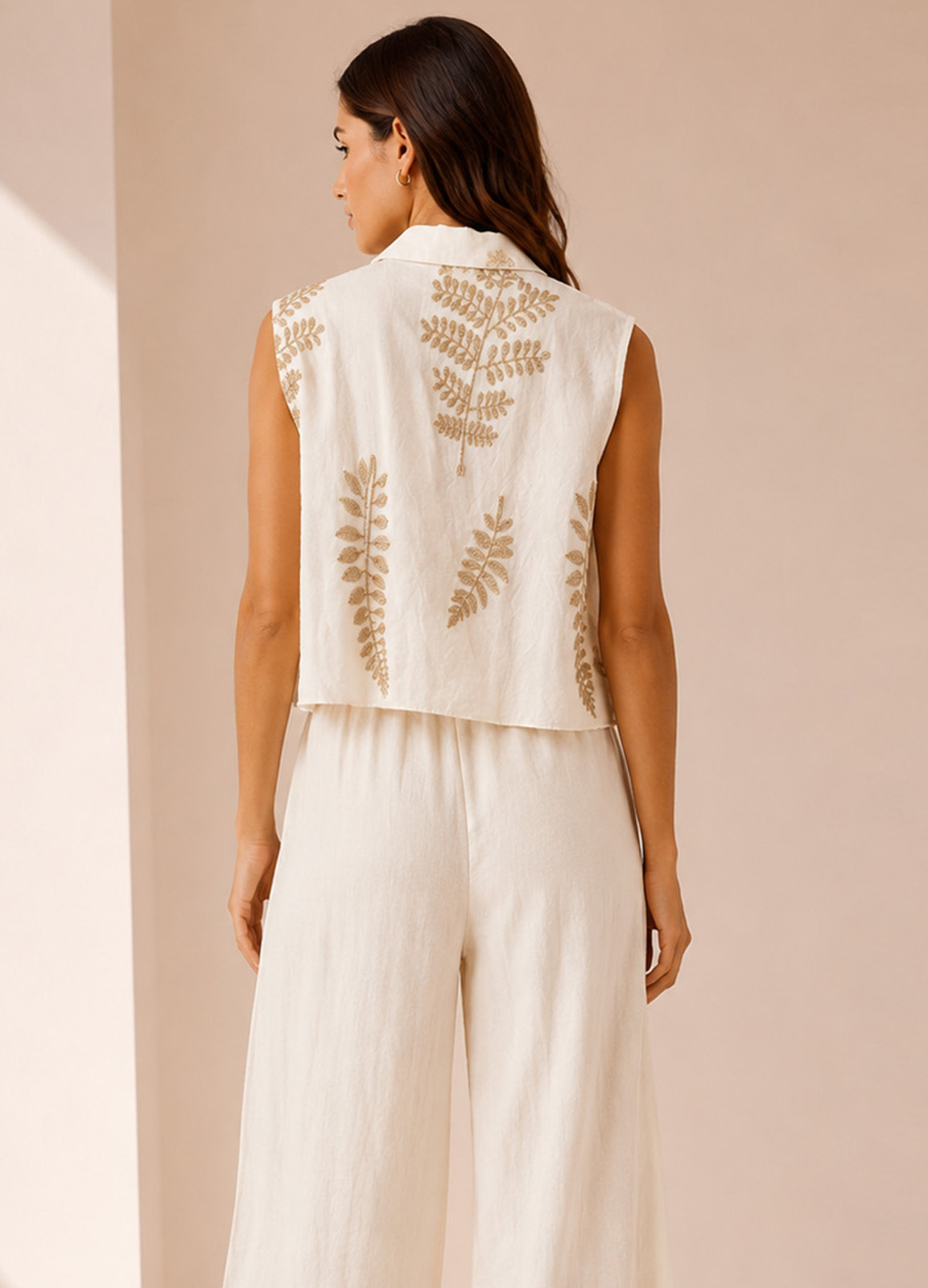 Αμάνικο Πουκάμισο με Χρυσό Κέντημα Boho Style