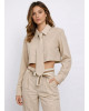 Πουκάμισο Cropped με Γιακά & Γραβάτα – Μπεζ