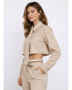 Πουκάμισο Cropped με Γιακά & Γραβάτα – Μπεζ