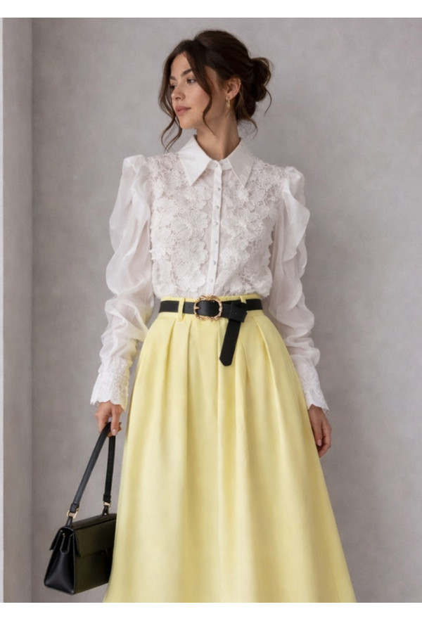 Πουκάμισο με Κεντήματα & Ρομαντικές Λεπτομέρειες White