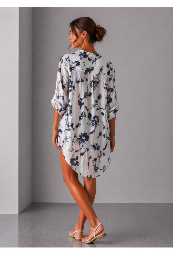 Μακριά πουκαμίσα με κέντημα Blue