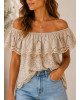 Μπλούζα Broderie Off-Shoulder με Βολάν