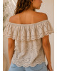 Μπλούζα Broderie Off-Shoulder με Βολάν