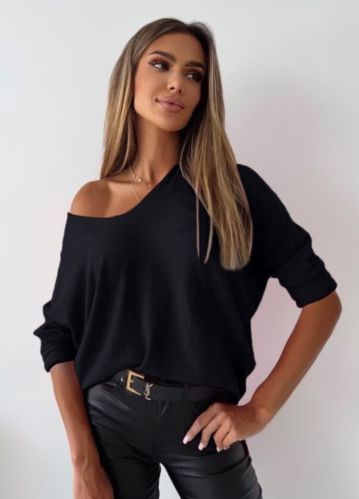 Black knitted blouse