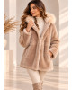 Jacket από Eco Γούνα με Κουκούλα Pink