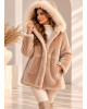 Jacket από Eco Γούνα με Κουκούλα Pink