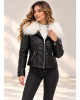 Jacket από Τεχνόδερμα με Αποσπώμενη Λευκή Γούνα