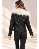 Jacket από Τεχνόδερμα με Αποσπώμενη Λευκή Γούνα