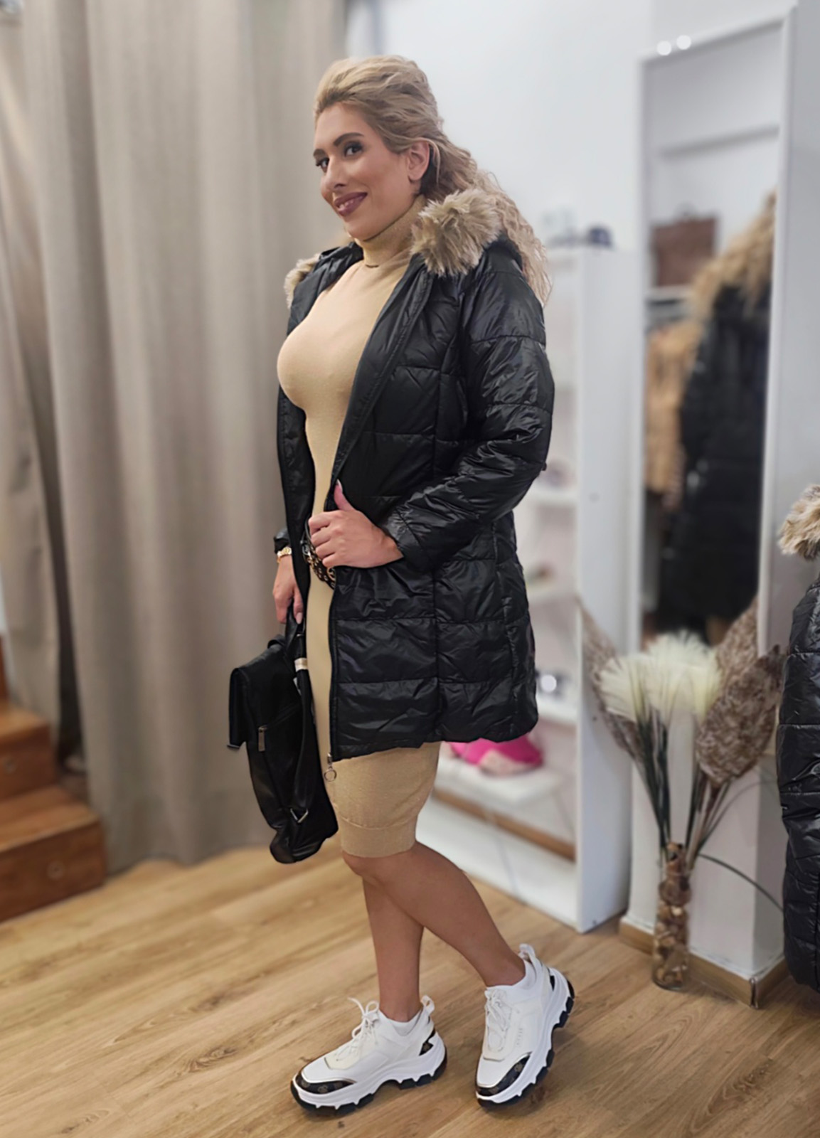 Μπουφάν Μακρύ Black