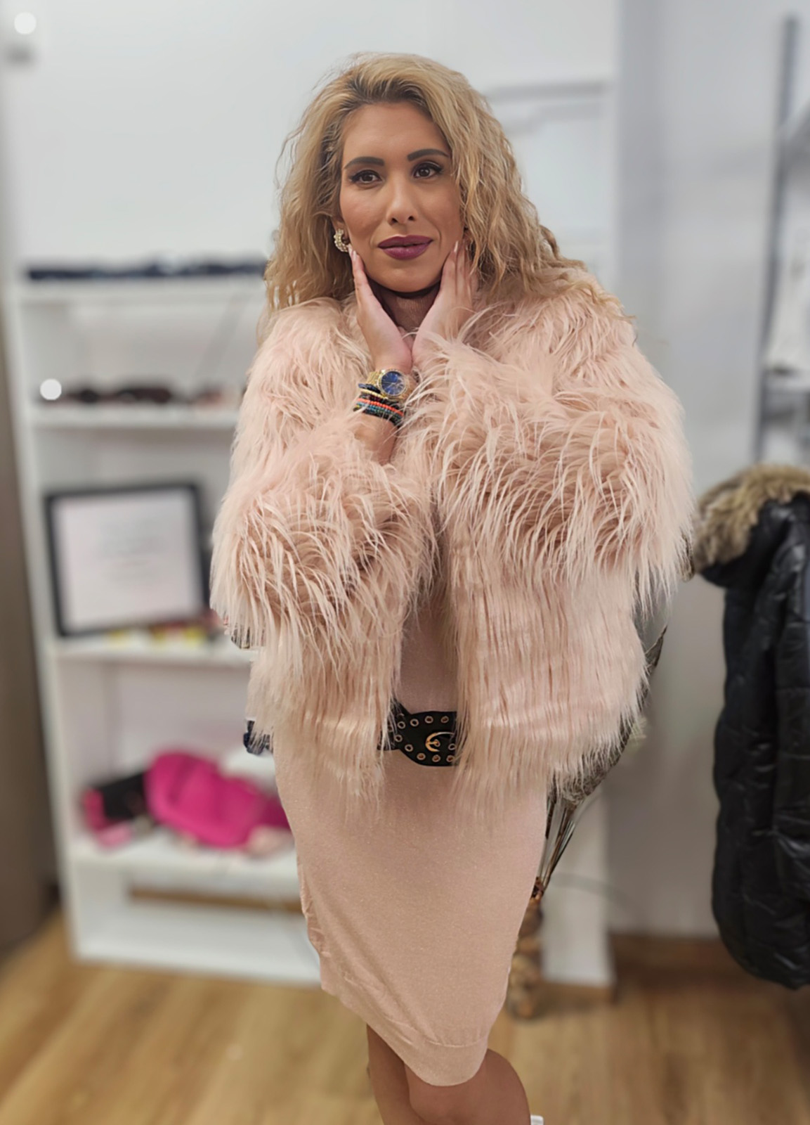 Γούνα Οικολογική Oversized Pink